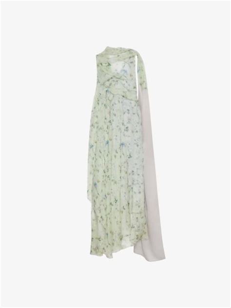 givenchy print dress silk sleeveless|Printed draped dress in silk chiffon with lavallière .